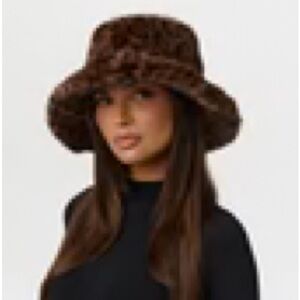 Naked Wardrobe Chic Brown Faux Fur Hat